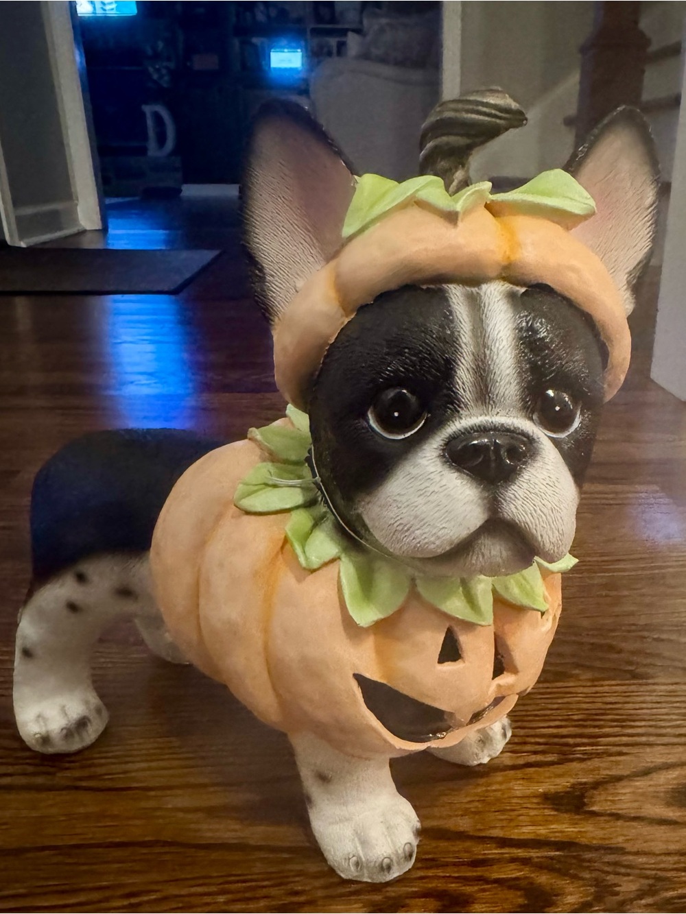 Frenchie Dog Pumpkin Costume Figurine